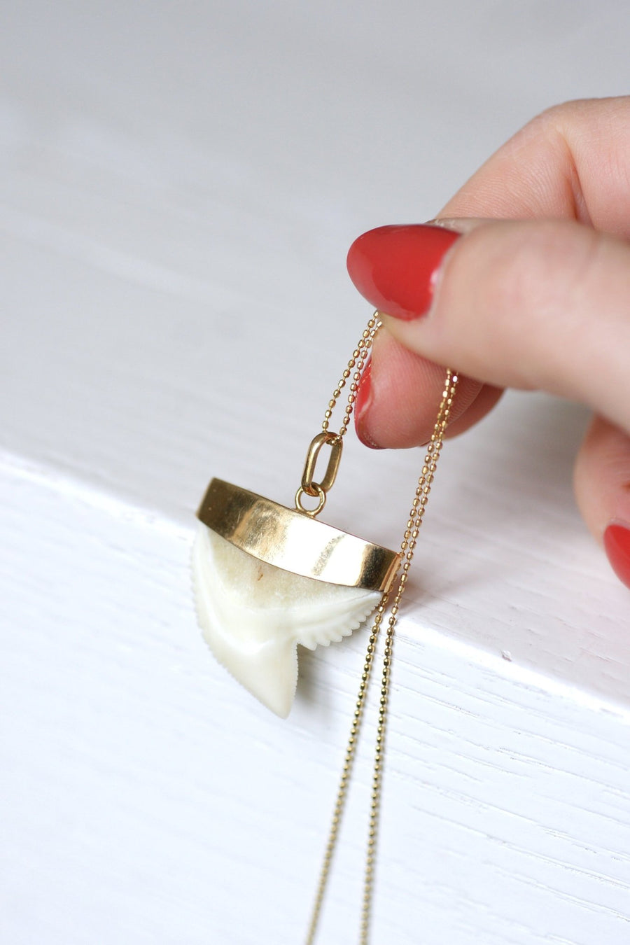 Vintage gold charm shark tooth pendant - Penelope Gallery