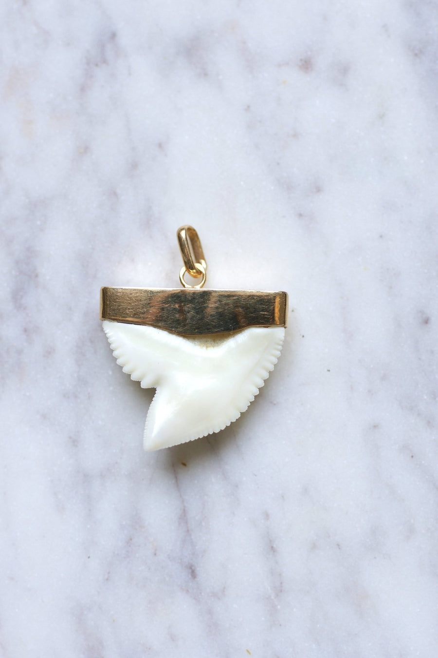 Vintage gold charm shark tooth pendant - Penelope Gallery