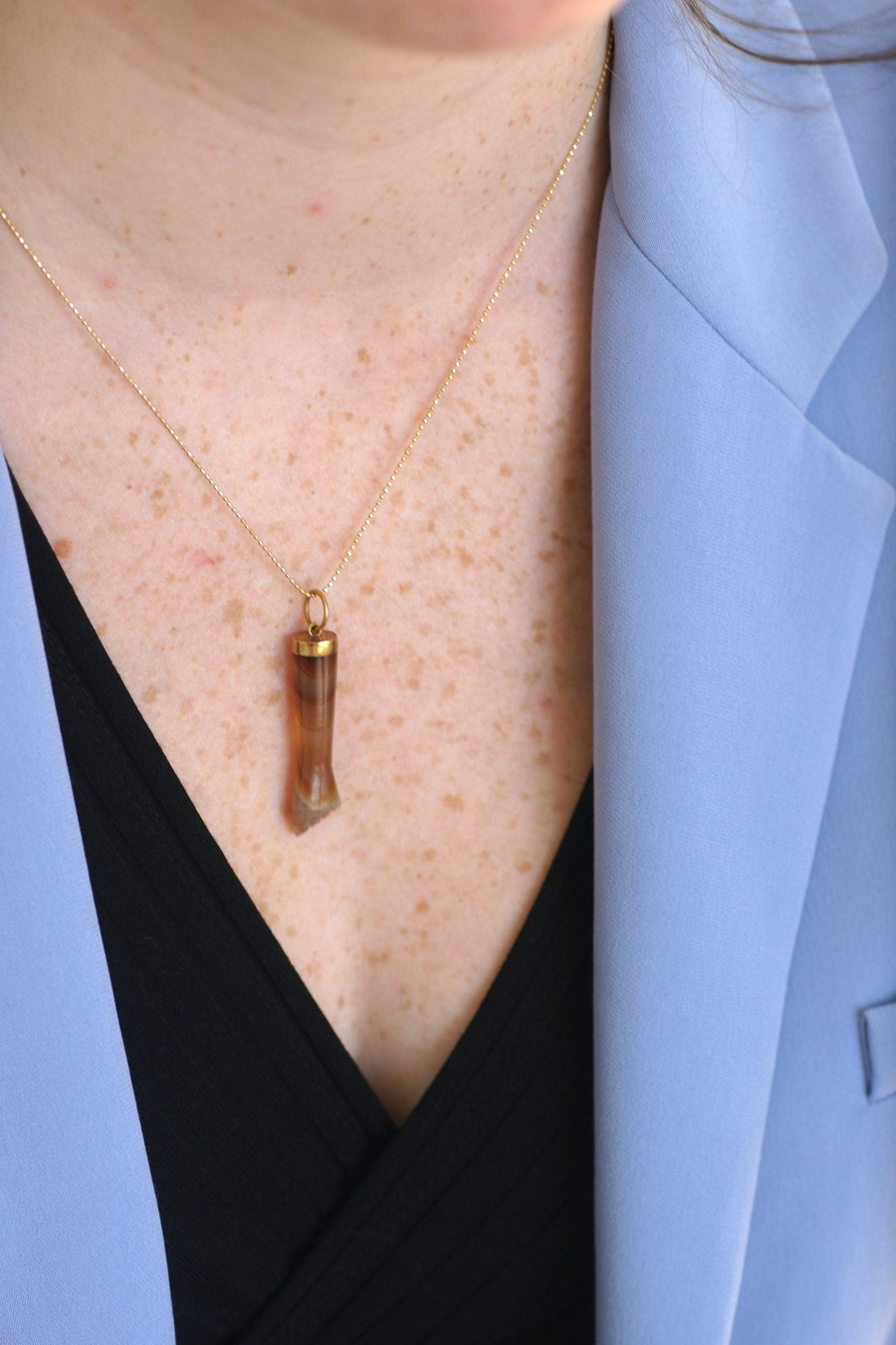Vintage Hand Figa gold and agate pendant - Penelope Gallery