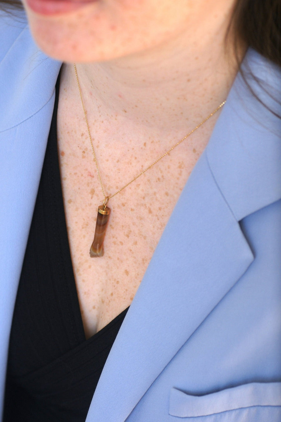 Vintage Hand Figa gold and agate pendant - Penelope Gallery