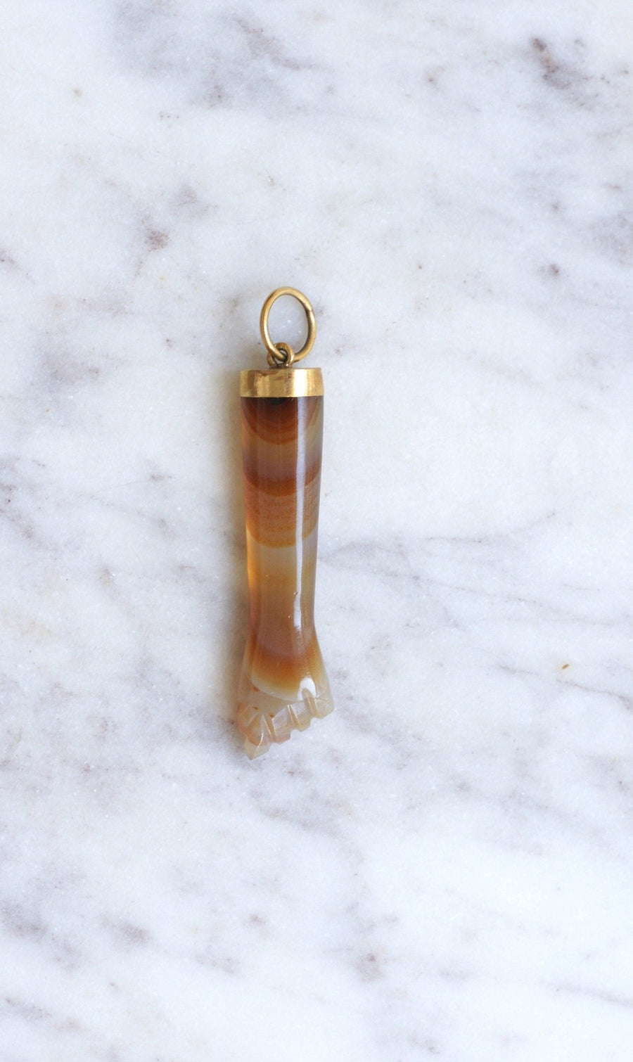 Vintage Hand Figa gold and agate pendant - Penelope Gallery