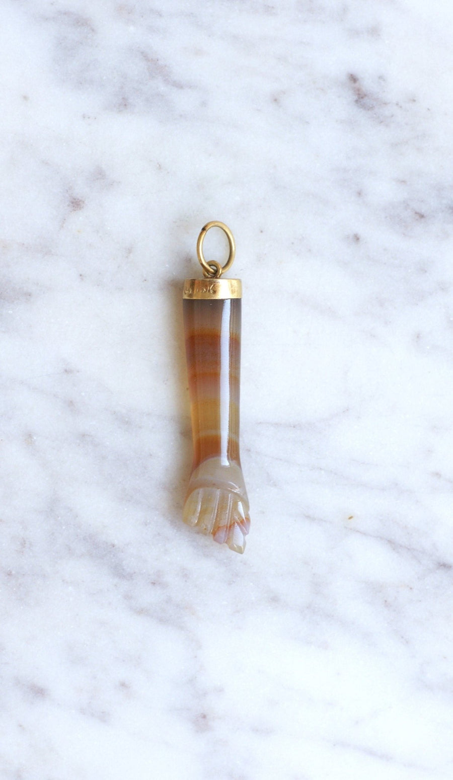 Vintage Hand Figa gold and agate pendant - Penelope Gallery