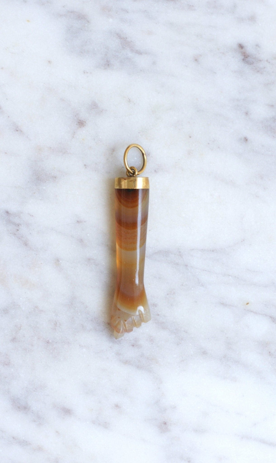 Vintage Hand Figa gold and agate pendant - Penelope Gallery
