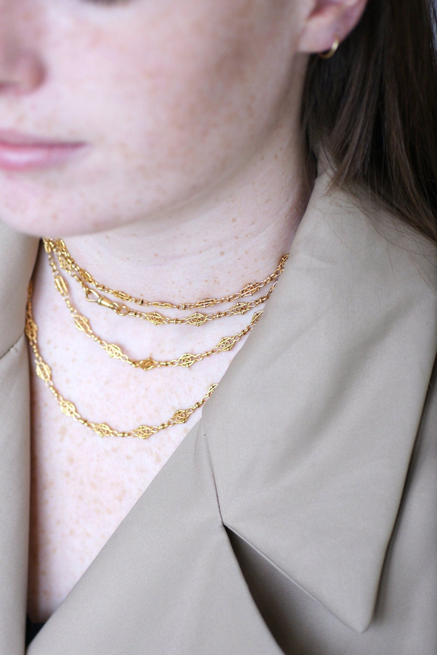 Antique yellow gold filigree necklace - Galerie Pénélope