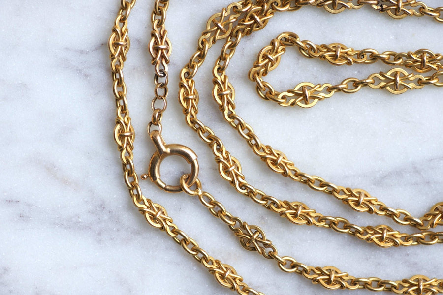 Long necklace, antique gold watch chain - Penelope Gallery