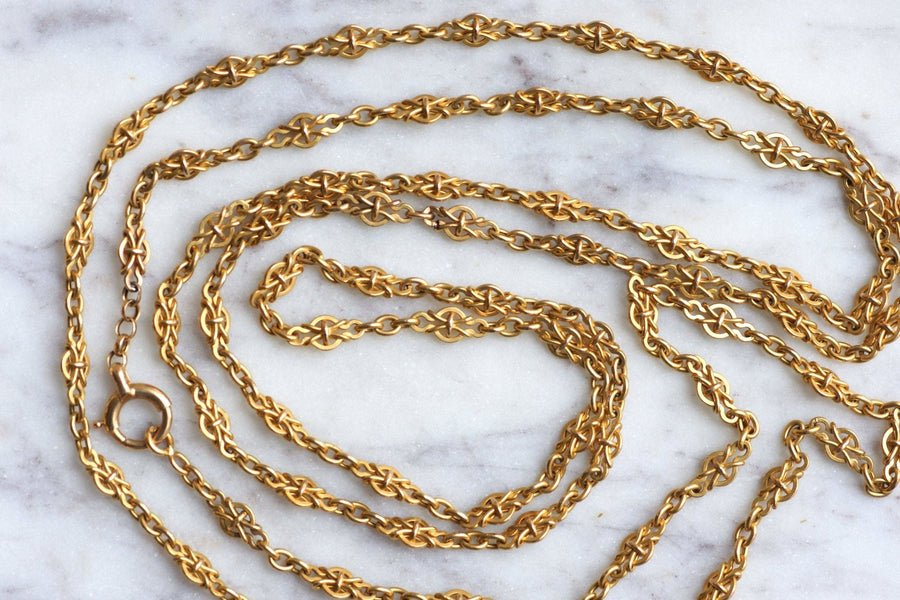 Long necklace, antique gold watch chain - Penelope Gallery