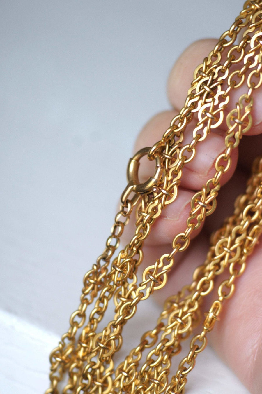 Long necklace, antique gold watch chain - Penelope Gallery