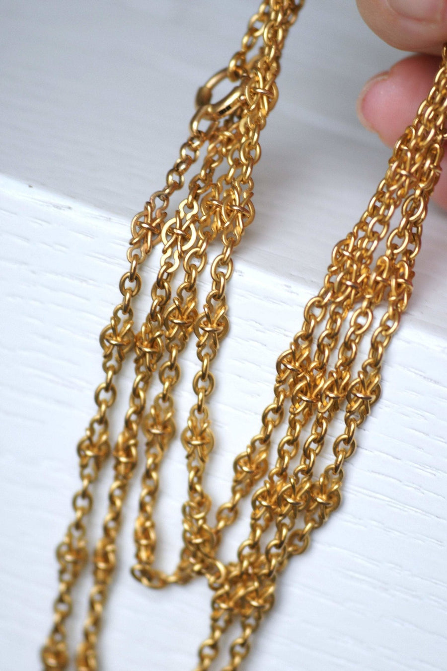 Long necklace, antique gold watch chain - Penelope Gallery