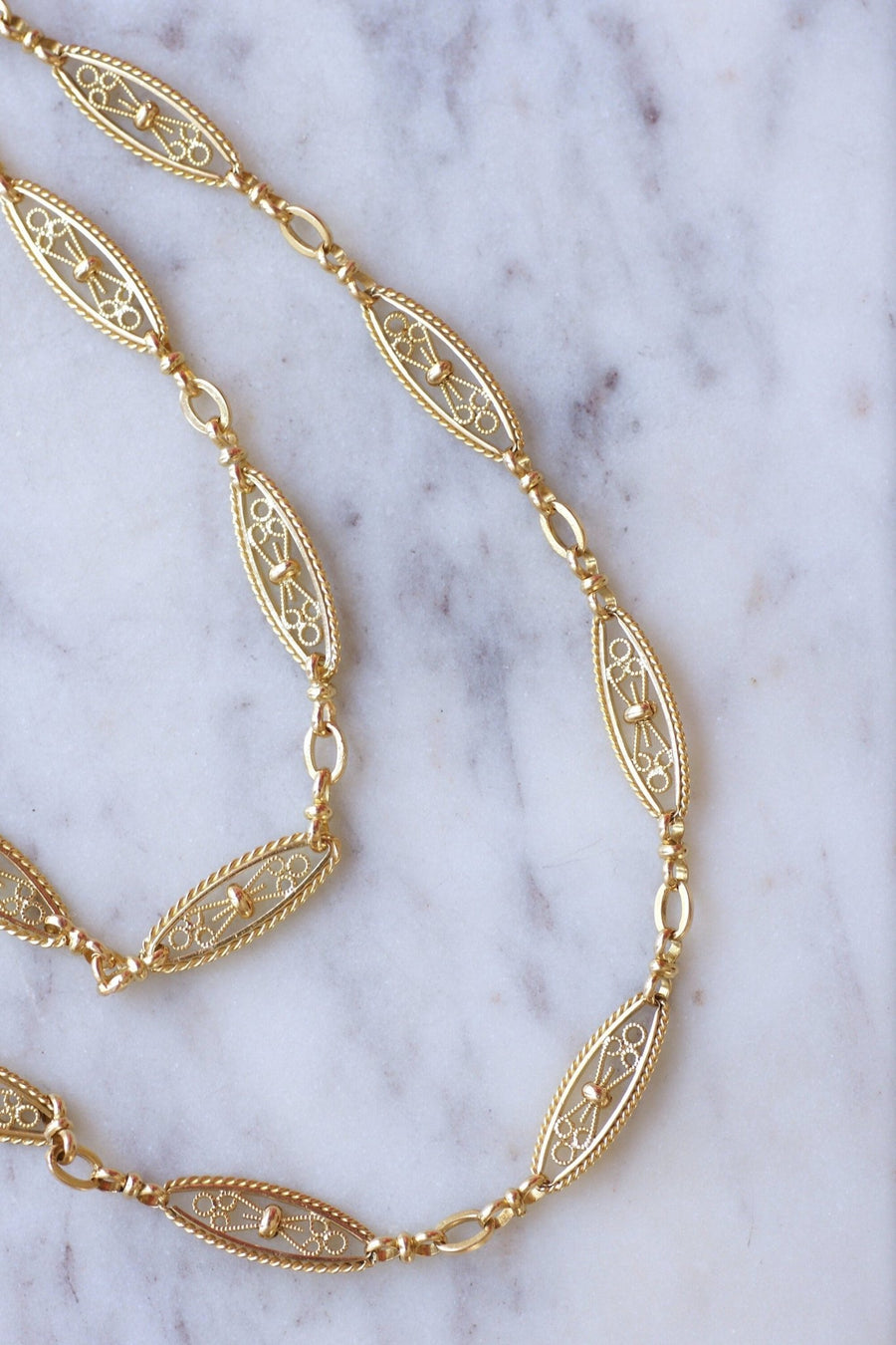 Yellow gold filigree long necklace - Galerie Pénélope