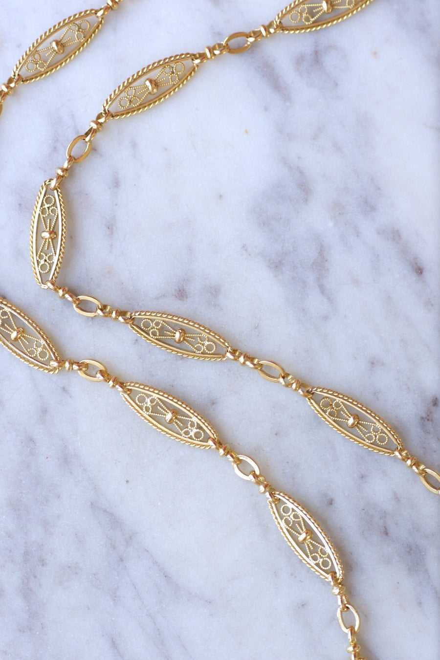 Yellow gold filigree long necklace - Galerie Pénélope