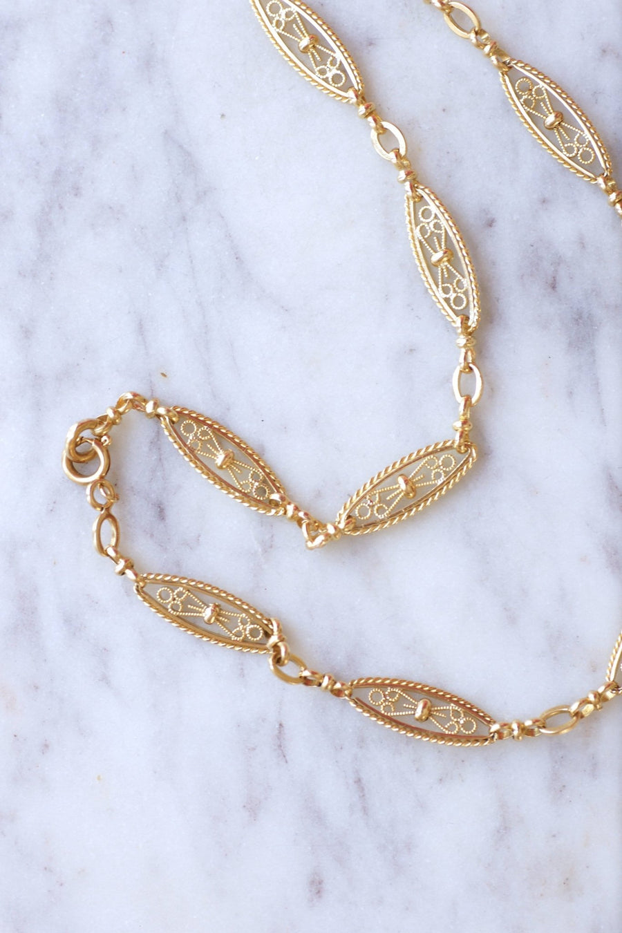 Yellow gold filigree long necklace - Galerie Pénélope