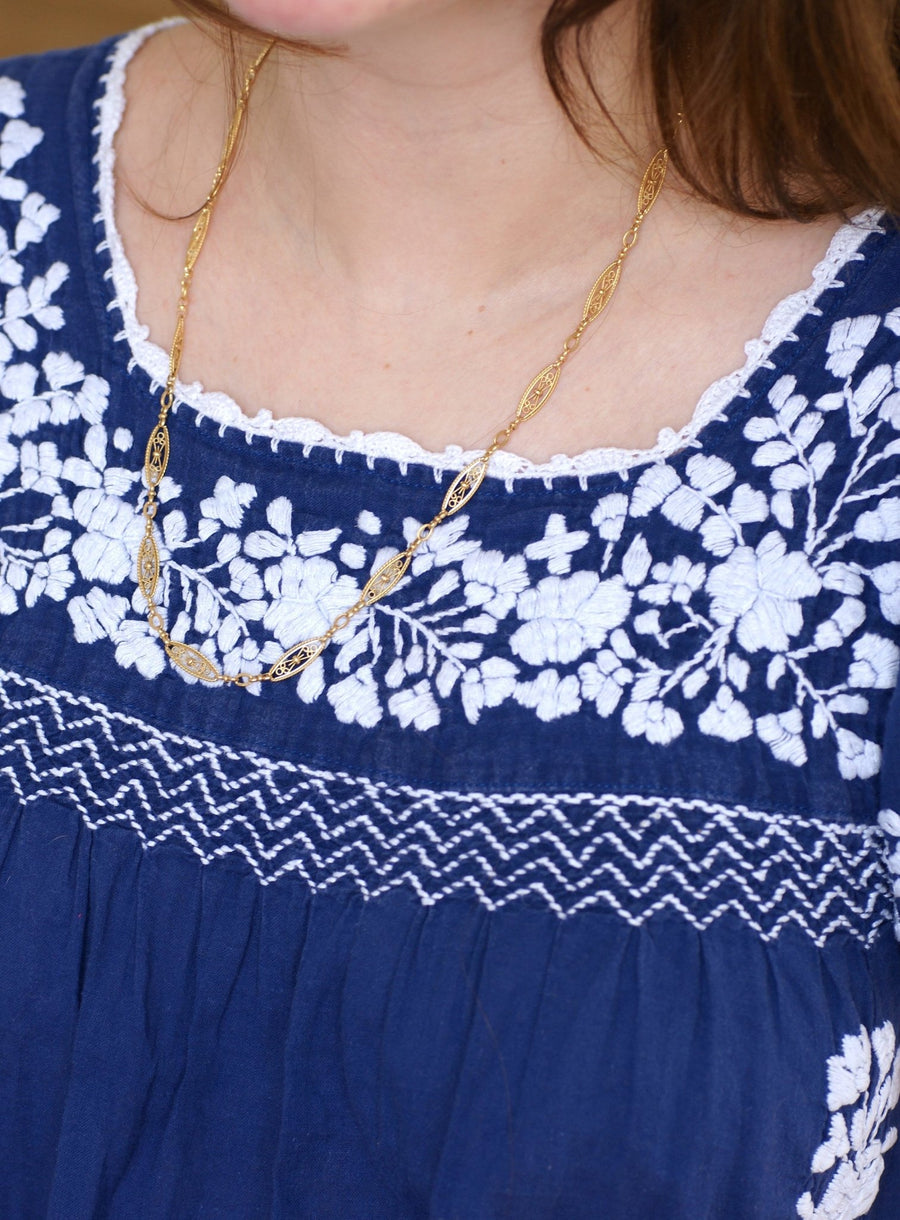 Yellow gold filigree long necklace - Galerie Pénélope