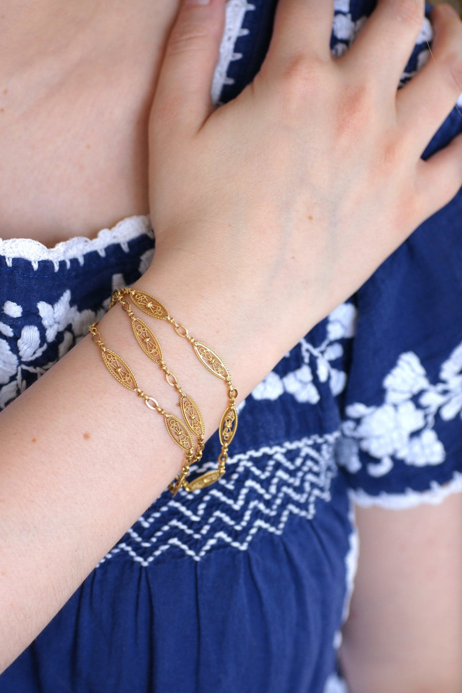 Yellow gold filigree long necklace - Galerie Pénélope