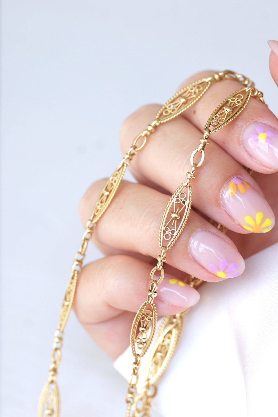 Yellow gold filigree long necklace - Galerie Pénélope