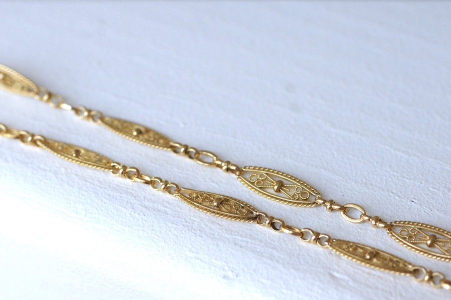 Yellow gold filigree long necklace - Galerie Pénélope
