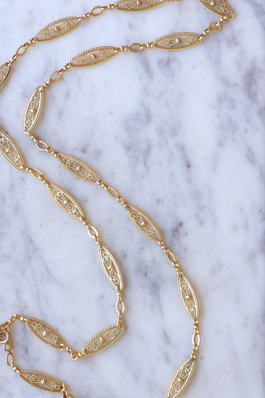 Yellow gold filigree long necklace - Galerie Pénélope