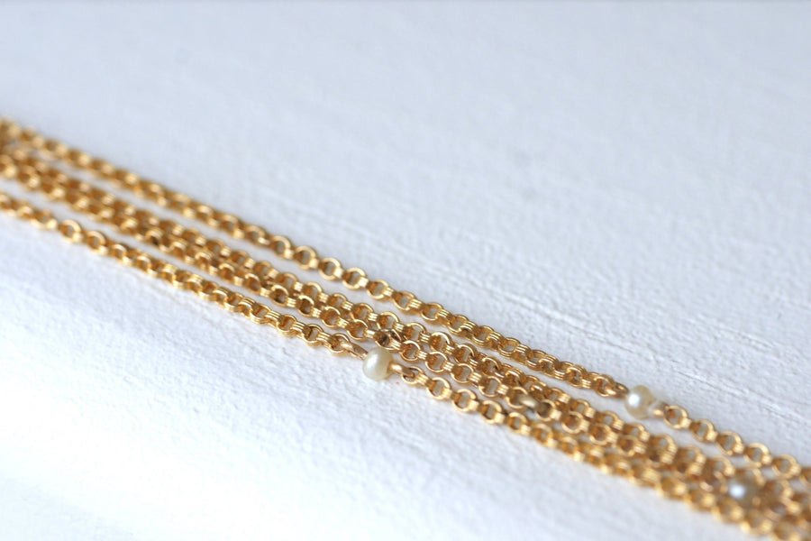 Long necklace with gold jaseron mesh and fine pearls - Galerie Pénélope