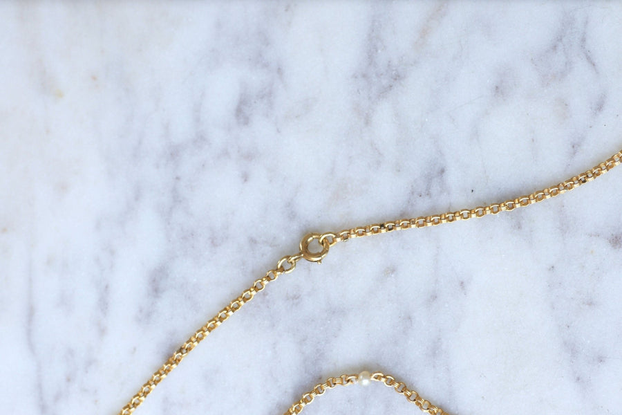 Long necklace with gold jaseron mesh and fine pearls - Galerie Pénélope