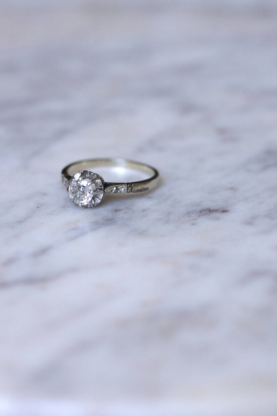 Art Deco Diamond Solitaire 0.50 Ct - Penelope Gallery