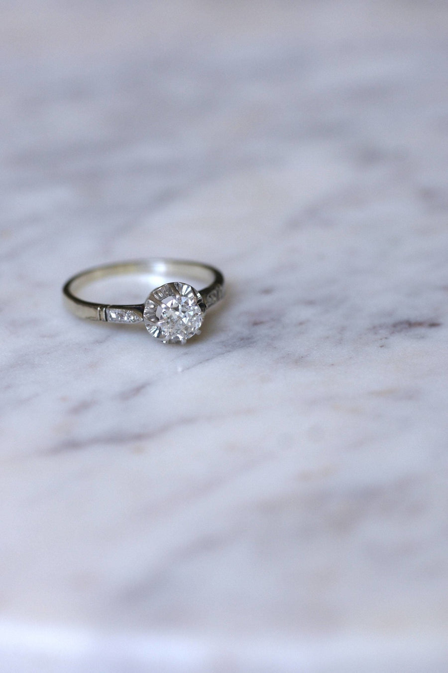 Art Deco Diamond Solitaire 0.50 Ct - Penelope Gallery