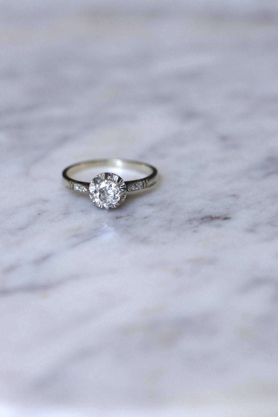 Art Deco Diamond Solitaire 0.50 Ct - Penelope Gallery