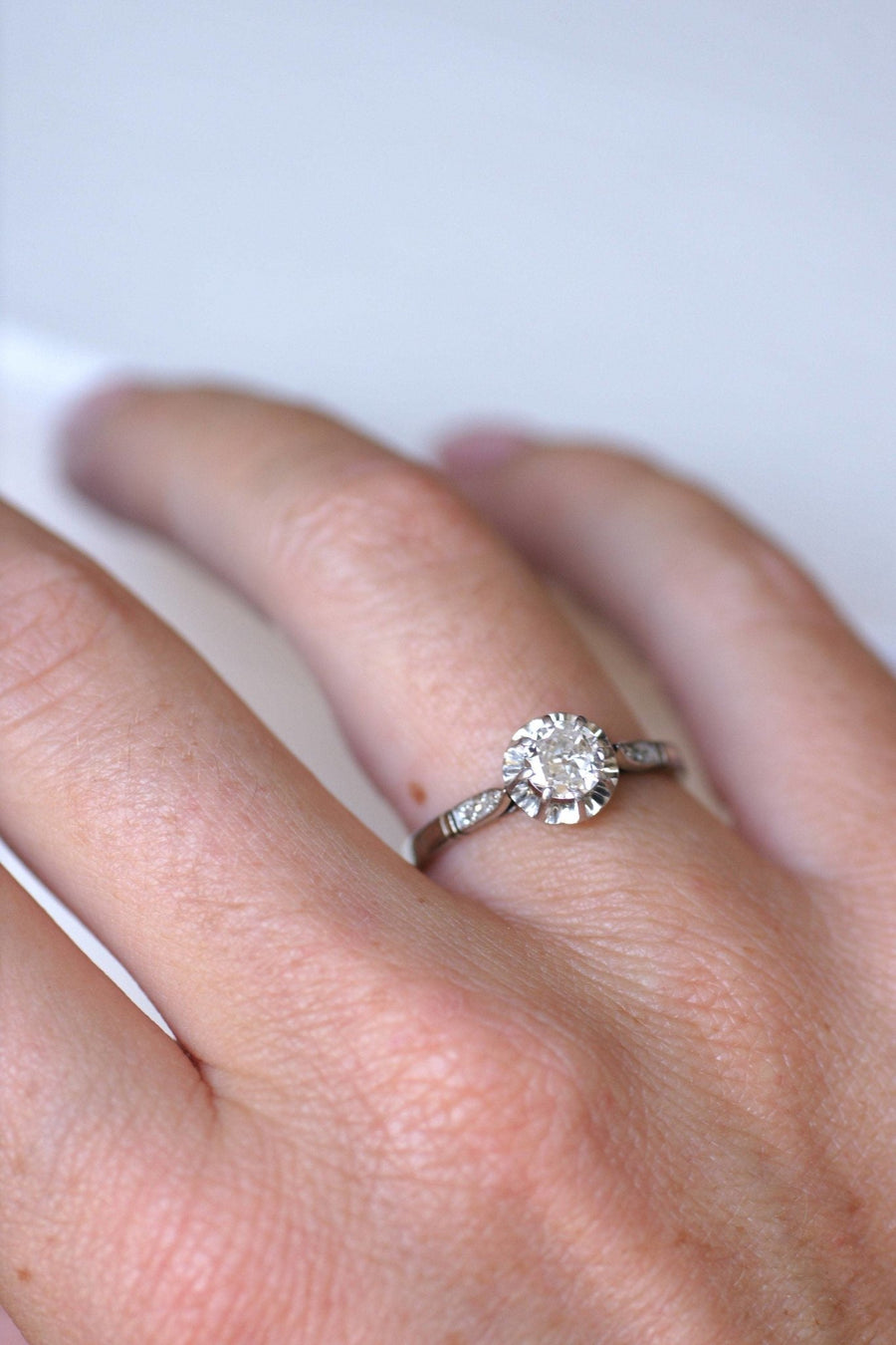 Art Deco Diamond Solitaire 0.50 Ct - Penelope Gallery