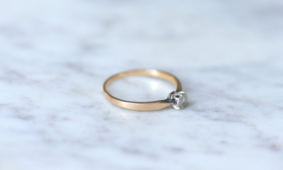 Diamond solitaire on pink gold and silver - Penelope Gallery