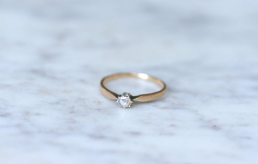 Diamond solitaire on pink gold and silver - Penelope Gallery