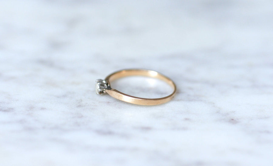 Diamond solitaire on pink gold and silver - Penelope Gallery